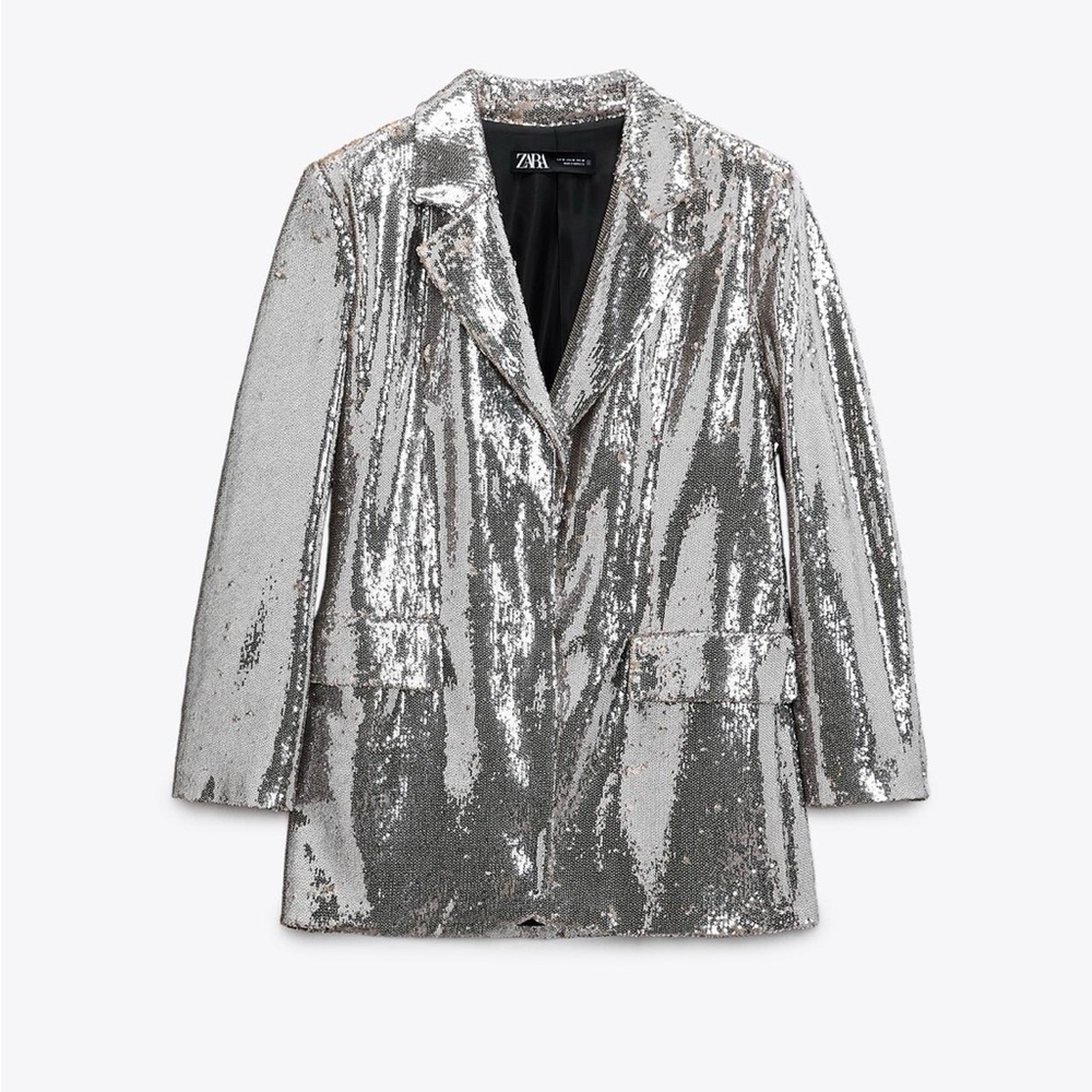 Sequin Blazer With Shoulder Pads